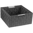 thumbnail image 5 of Sorbus Storage Box Woven Basket Bin Container Tote Cube Organizer Set Stackable Storage Basket Woven Strap Shelf Organizer Built-In Carry Handles (Woven Basket Set - 3 Piece, Gray), 5 of 7