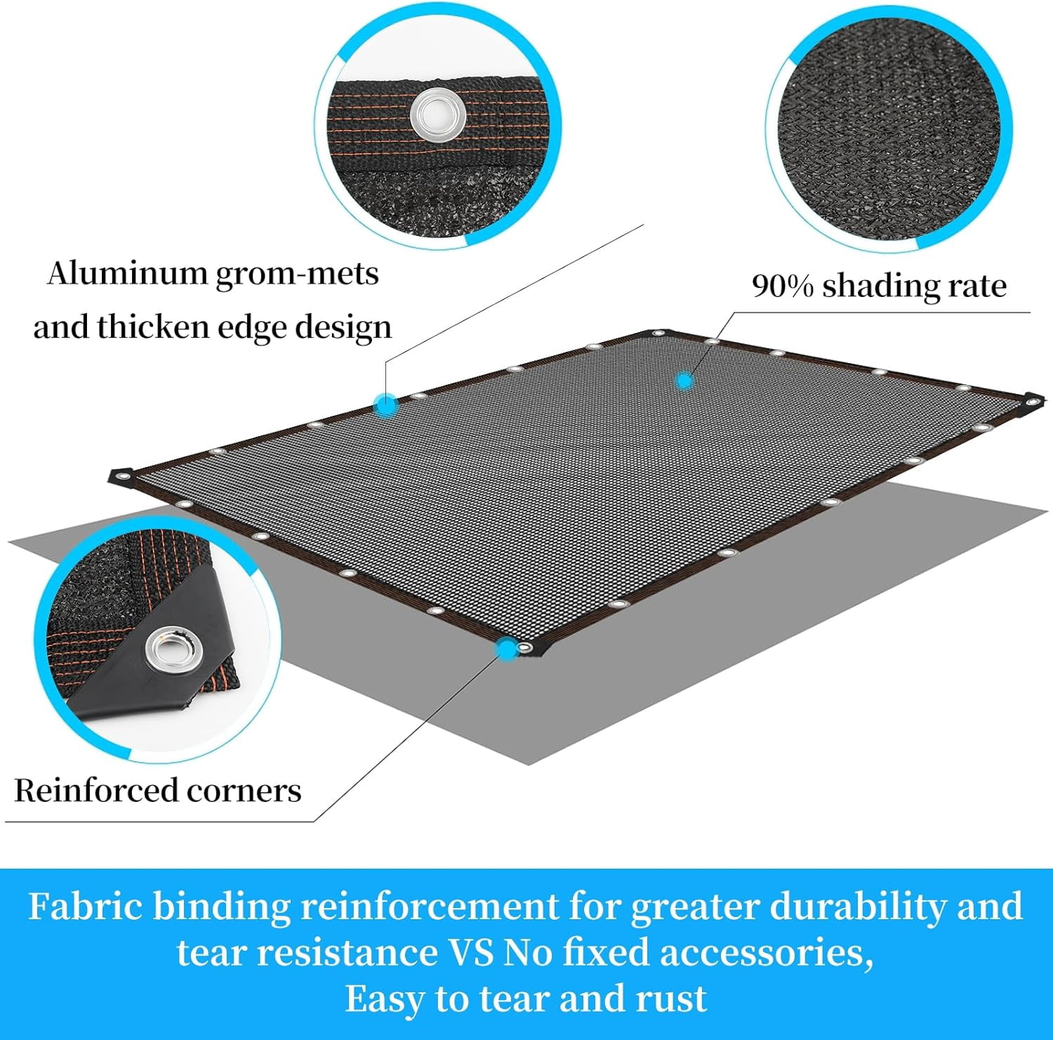 Shade Cloth with Grommets, Shade Tarp for Plants and Outdoors, Patio Covers for Shade and Rain