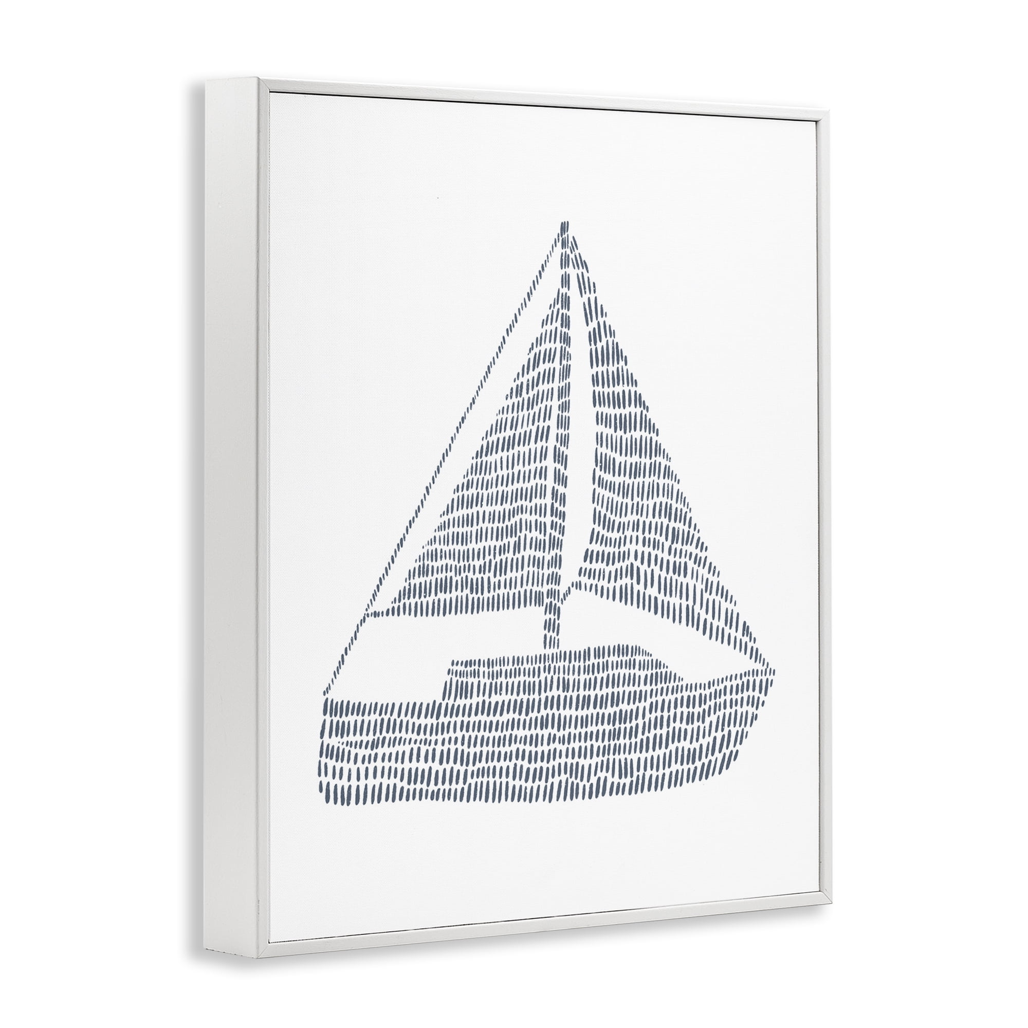 Stupell Industries Minimal Boat on White Coastal Painting White Framed Art Print Wall Art, 24 x 30