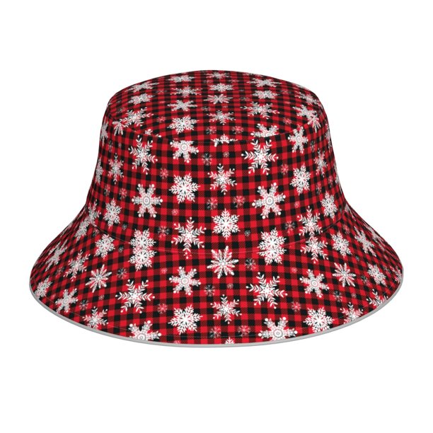 Balery Snowflake red plaid Sombreros para el sol para hombre y mujer, sombrero de pescador con UPF 50+