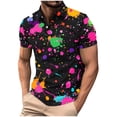 thumbnail image 2 of Blusa y camisa de manga corta con cuello vuelto para hombre, blusa de manga larga con solapa y botones estampados, blusa de poliéster para hombre, 2 of 5