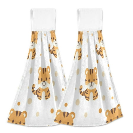 

2 Bathroom Towels Kitchen Towels 18.2x14In Velcro Hand Wipes Dish Cloths & Dish Towels Washroom Towels Face Towel Hand Wipes Yellow Cartoon Tiger