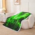 thumbnail image 2 of Erosebridal Neon Lightsaber Fleece Blanket, Green Geometry Sherpa Throw, Lightning Decor, 90x90, 2 of 7
