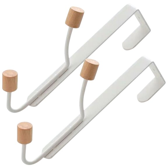 BESTYASH 2Pcs Over Door Hooks White Iron Clothes Towels Handbag Storage for Home