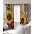 thumbnail image 4 of Sunflower Brown Wooden Blackout Curtains for Bedroom Living Room Darkening Curtains 54 Inch Long Vintage Flowers Butterfly Short Curtain for Small Window Treatment Insulated Grommet Drapes 42"x54"x2, 4 of 9