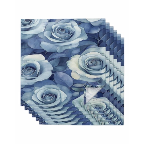 nqOlkjepod Flower Floral Cloth Napkins Set of 6 Reusable Dinner Napkins, Rustic Country Rose Spring Watercolor Cocktail Napkin Washable Table Napkins for Wedding/Holiday Party/Baby Shower 20"x20"