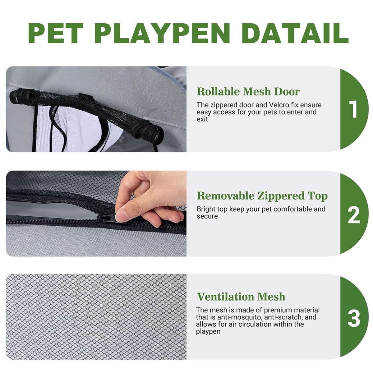 Portable Cat Playpen, Enclosure, Postoperative Recovery, House Design for Better Standing, Foldable Pet Tent for Indoor and Outdoor Use, Cat Houses & Condos Gray