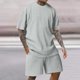 thumbnail image 2 of Traje Deportivo Perforado de los Hombres, Moda de Manga Corta Cuello Redondo de Ocio para el Desgaste Casual Y de Playa, Blusa Atlética de Poliéster Suave, 2 of 9