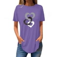 thumbnail image 2 of FAIWAD Tuniques à Manches Courtes pour Femmes, Col Rond, Blouses Amples, T-shirts Graphiques avec Cœur Mignon, 2 of 4