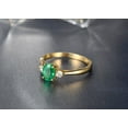 thumbnail image 4 of Trilogy Half Carat oval cut Emerald and Round Diamond Engagement Ring in Yellow Gold, 4 of 4