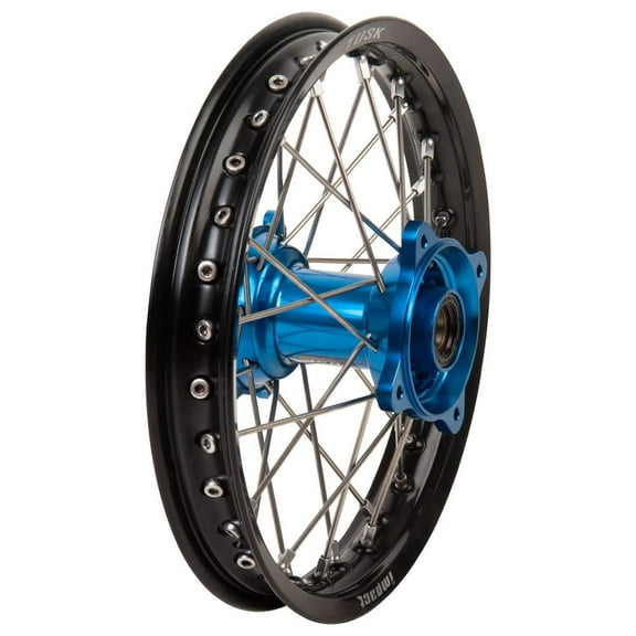 Tusk Impact Complete Wheel - Rear 14 x 1.60 Black Rim/Silver Spoke/Blue Hub Compatible with Husqvarna TC 85 2021-2024