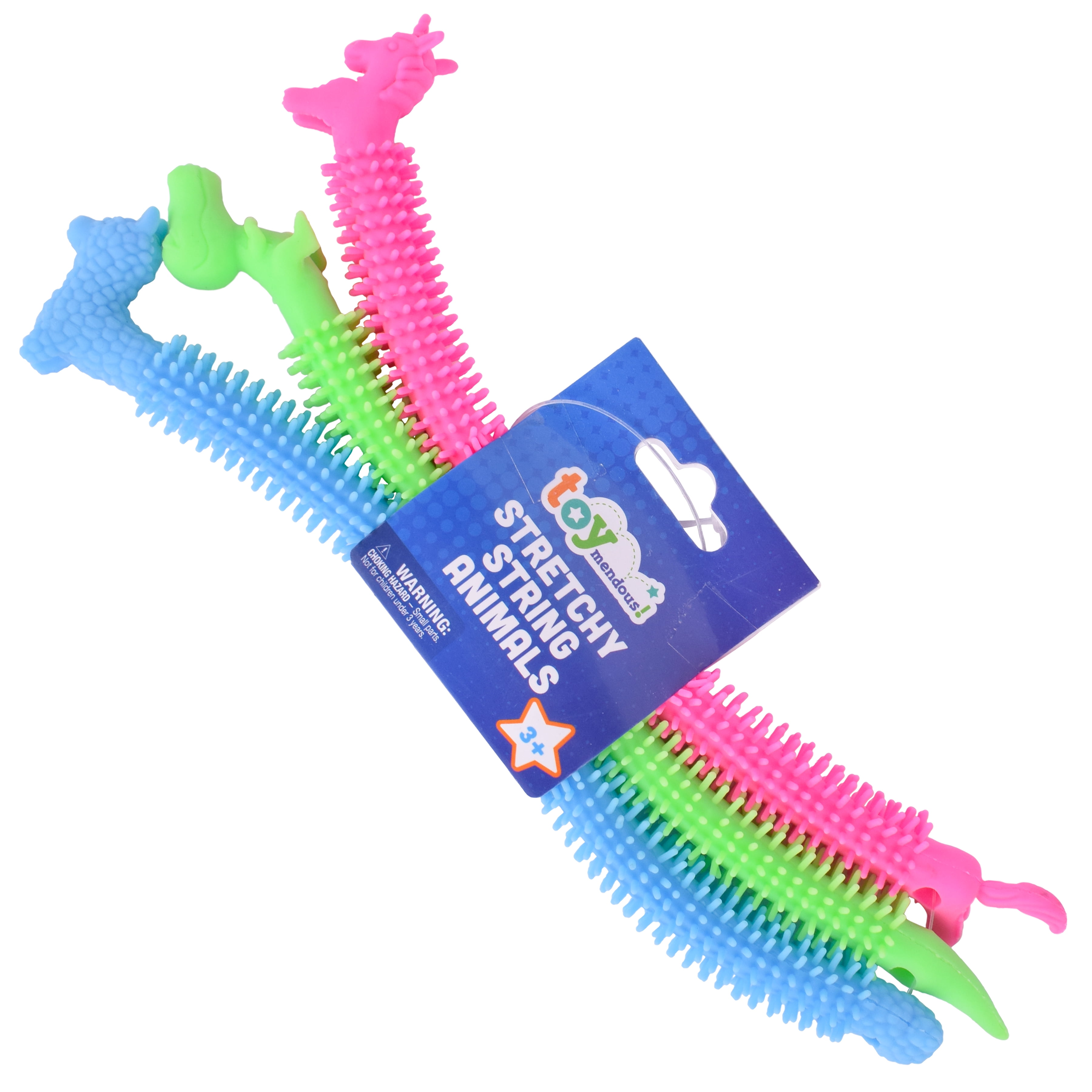 Toymendous Stretch Creatures - 3 Textured Stretchy String Fidget Sensory Toys, Pink Green Blue | Ages Kids 3+