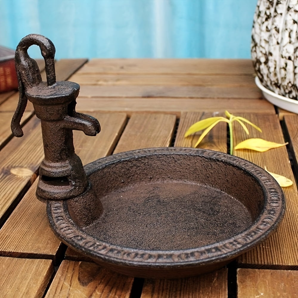Vintage Cast Iron Pedestal Metal Bird Bath, 2-in-1 Bird Bath & Feeder with Tall Floral Accents, Heavy Duty Decorative Birdbath Bowl for Garden Yard Patio Porch