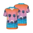 thumbnail image 3 of Daiia Beach with Palm Trees Mens Baseball Jersey Button Down Shirts Short Sleeve Sports Uniforms-4X-Large, 3 of 9