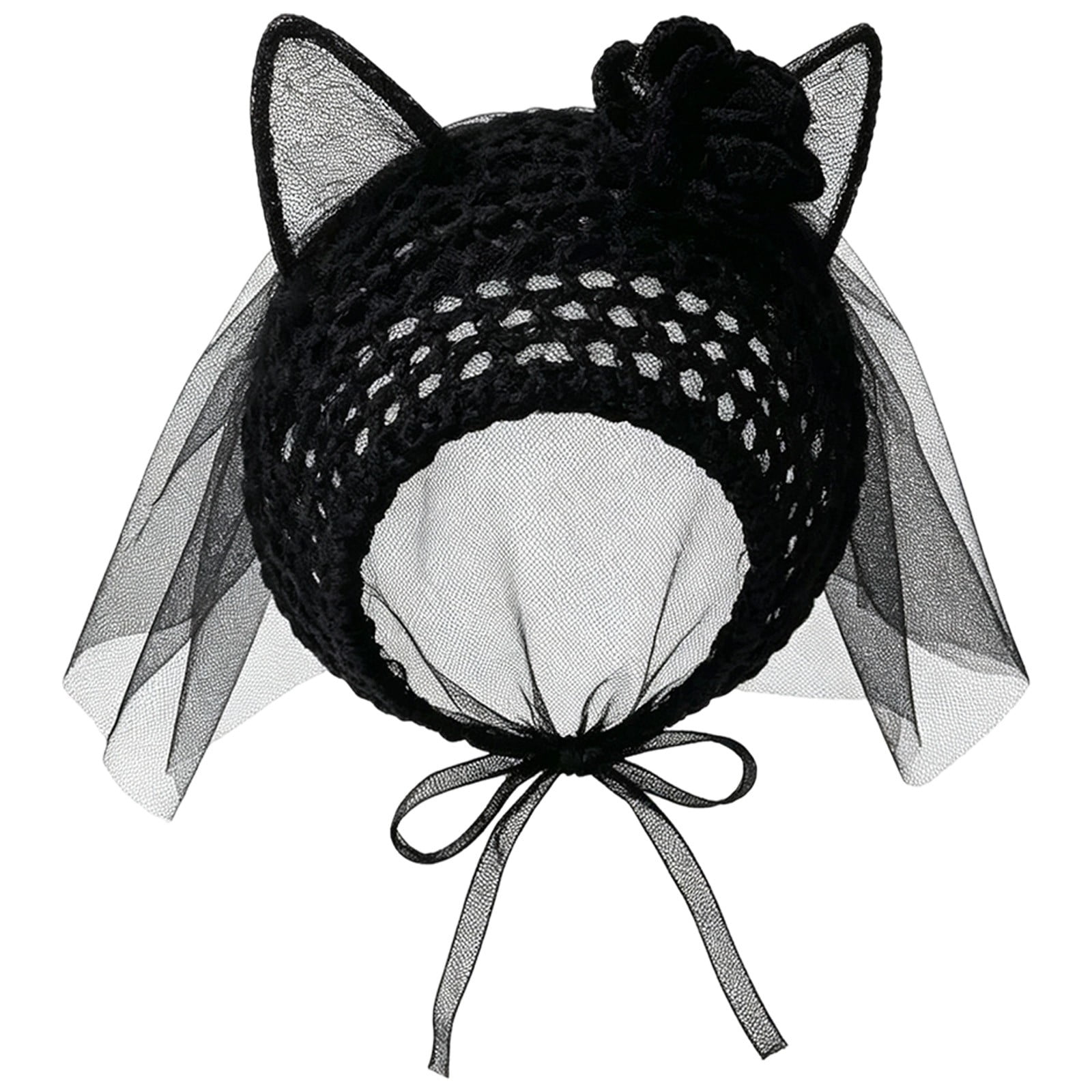 Gothic Crochet Halloween Cat Hat Handmade Pet Costume Cap Cute Knitted Headwear for Cats or Small Dogs