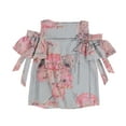 thumbnail image 2 of bar III Womens Floral Print Cold Shoulder Blouse, Pink, XX-Small, 2 of 2