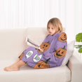thumbnail image 4 of Purple Halloween Pumpkins with Boo Blanket Hoodies for Kids 6-13YR Oversize Wearable Blanket Hoodies for Boys Girls Teens, 4 of 7