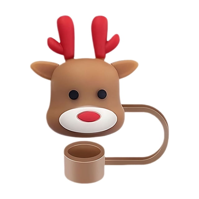 Couvercle de Paille de Noël Couvercle de Tasse 10mm Accessoire de Rouleau Réutilisable Bouchon de Paille Embout de Paille