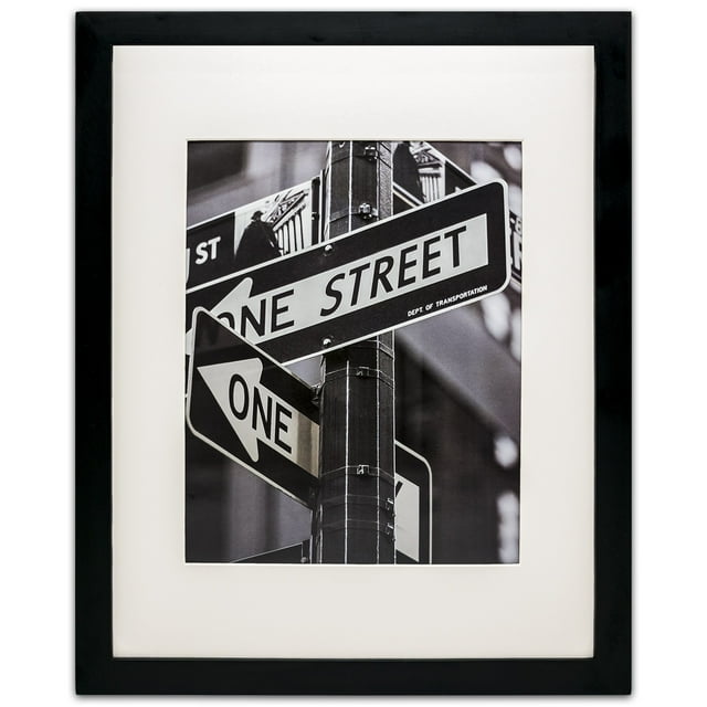 The Display Guys –– Solid Pine Wood Picture Frame with Mat and Tempered Glass – Wall Mounting – 18" x 24" - Black