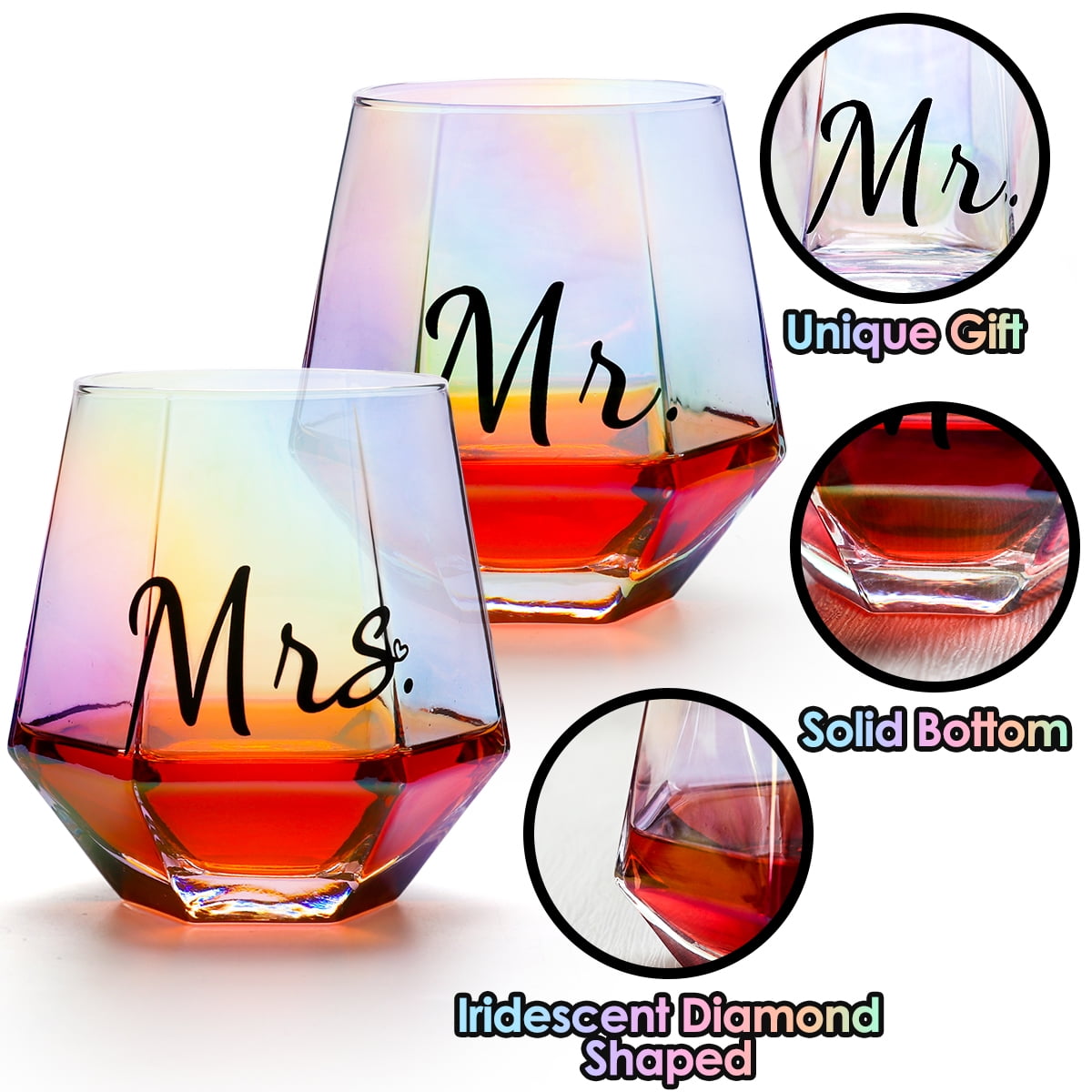 Mr and Mrs Personalized Wine Glasses Etched Wedding Wine Glasses,  Engagement Gift, Anniversary Gift Idea, Design: L5 