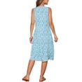 thumbnail image 3 of Vestido de verano sin mangas bohemio de estampado ikat para mujer, vestido midi casual de Día de la Madre con bolsillos, azul y verde, talla XL, 3 of 6