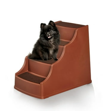 Gemsvale 4-Step Portable Plastic Pet Stairs for Dogs and Cats, Cocoa
