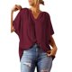 thumbnail image 3 of VISgogo Tops de manga corta para mujer con color sólido, versión suelta, estilo casual, ropa de verano plisada VISgogo moda, 3 of 5