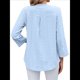 thumbnail image 5 of Blusa Informal con Cuello en V para Mujer, con Ojales, Bordada y Hueca, Ideal para Playa y Vestir. Azul L, 5 of 10