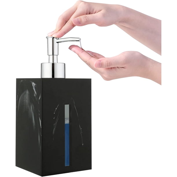 Elegante dispensador de jabón para baño, dispensador de jabón líquido de plástico acrílico de diseño moderno de 500 ml, diseño de mármol nórdico resistente a la decoloración, reutilizable y