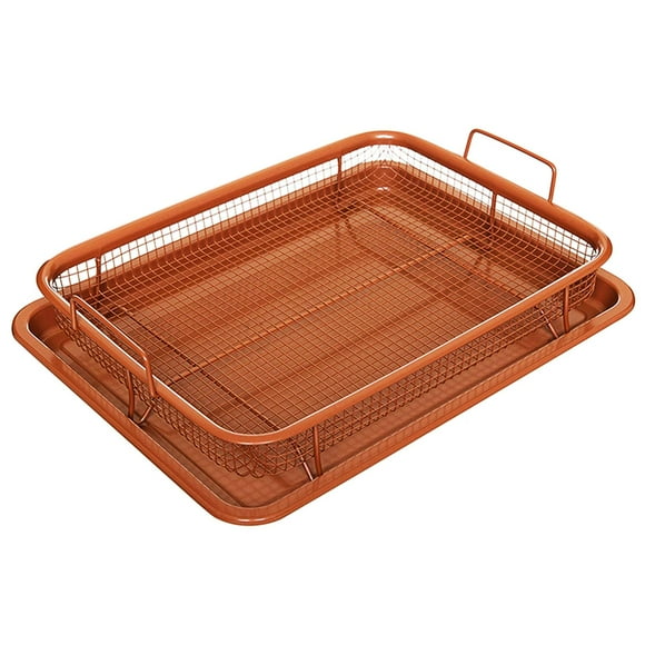 Plateau de Cuisson Antiadhésif avec Panier Croustillant en Cuivre pour Friteuse à Air Chaud