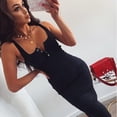 thumbnail image 2 of IROINNID Women's Sleeveless Solid Color Sheath Dress Sling U-Neck Knitted Midi Dress V-Neck Knee-Length Dress, 2 of 5