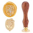 thumbnail image 2 of 1PC Brass Sealing Wax Seal Stamp Removable Wood Handle Bluebell pattern 25mm, 2 of 7