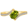 thumbnail image 4 of Mauli Jewels Rings for Women 1.05 Carat Peridot and Diamond Ring Prong-Setting 10K Rose, White & Yellow Gold, 4 of 6