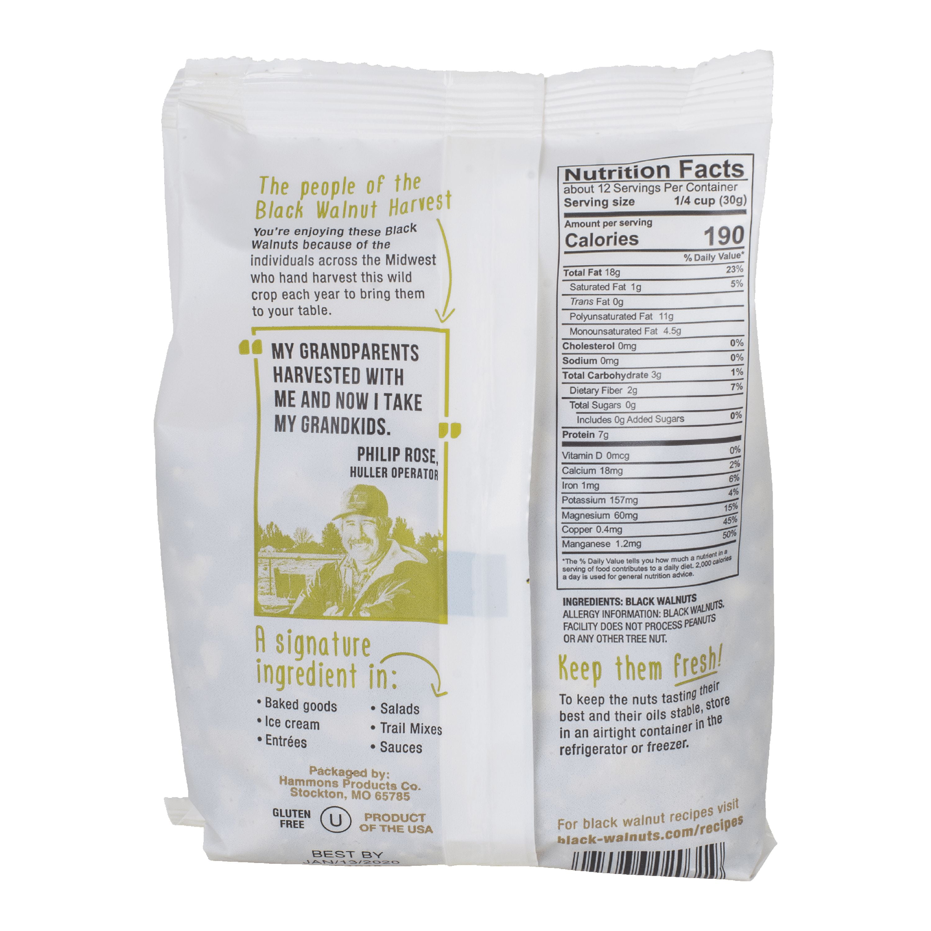 Hammons Black Walnuts Large Pieces, 12 oz
