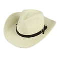 thumbnail image 2 of Women's Wide Brim Straw Panama Hat with Belt Buckle, 2 of 8