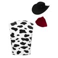 thumbnail image 6 of YiZYiF Mens Cowboy Costume Halloween Cosplay Cow Print Vest Waistcoat with Scarf Hat Hippie Clothes Black-A L, 6 of 6