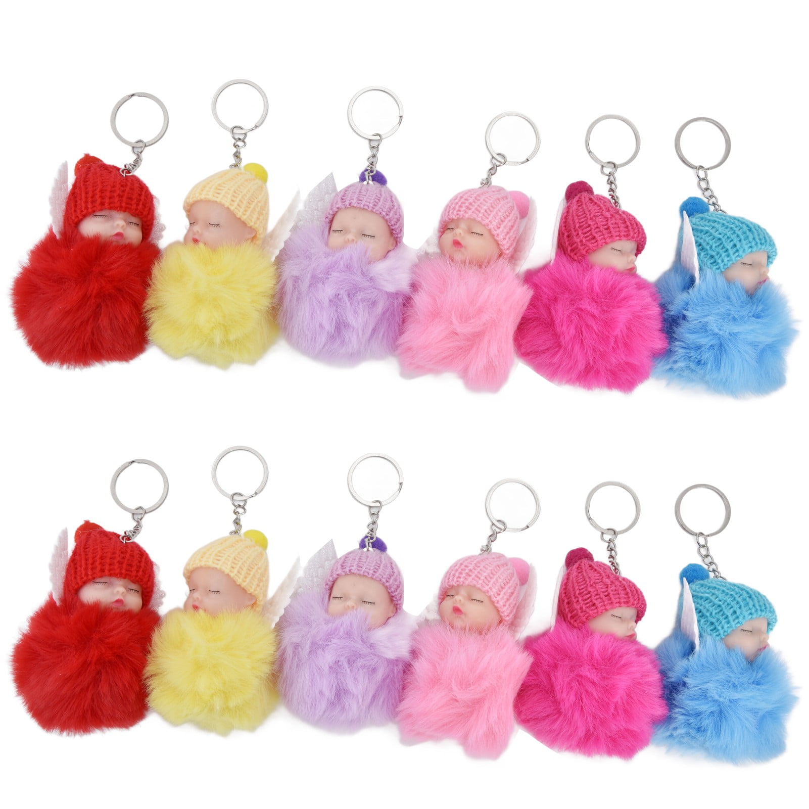 Spptty Sleeping Baby Doll Keychain Fashion Girl Doll Pom Pom Keyring 12pcs For Kids Toy Decoration Bag Pendant Doll Pom Pom Keychain Walmart