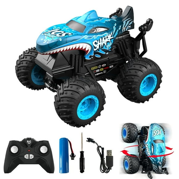 DEBGFS Remote Control Car Toys for Kids Boys, RC Monster Truck with 360°Rotation Upright, Light & Music, Indoor Outdoor All Terrain Rechargeable Electric RC Car Toys Gifts for 3-12 Year Old,Blue