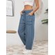 thumbnail image 5 of Pantalones deportivos Athlisan Baggy Barrel de pierna ancha para mujer, color azul, talla M, 5 of 7