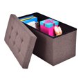 thumbnail image 4 of Costway Folding Rect Ottoman Bench Storage Stool Box Footrest Furniture Decor Brown, 4 of 7