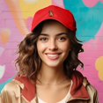 thumbnail image 4 of Dalix Capybara Cap Embroidered Dad Baseball Hat Cotton Adjustable Womens in Red, 4 of 5