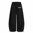 thumbnail image 3 of TGPMGRZ Girls Sweatpants Baggy Wide Leg Sweat Pants Open Bottom Barrel Pants for Back to School #01 Black 6-7 Years, 3 of 5