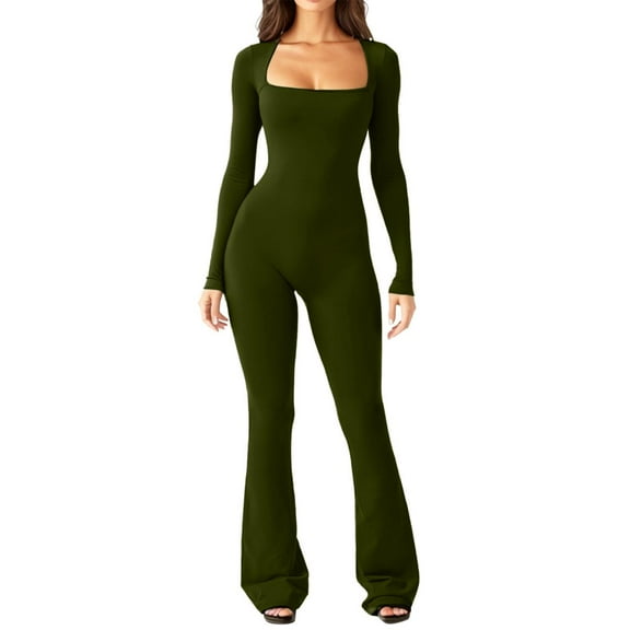 Jumpsuits for Women Square Neck Wide Leg Full Length Romper Playsuit