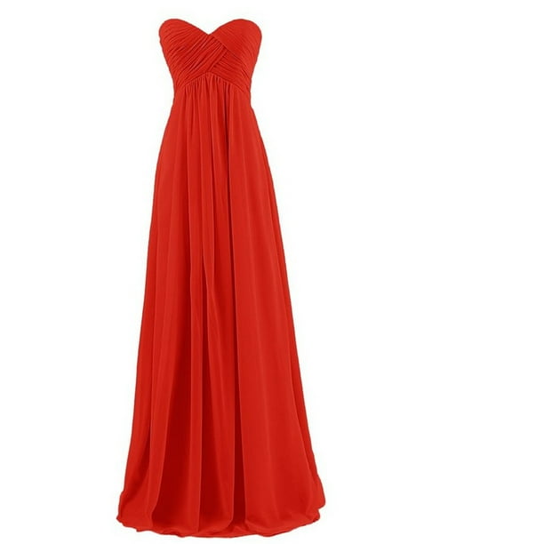Redcolourful - Women's Bridesmaid Dresses Long Sweetheart Prom Gowns  Chiffon Strapless - Walmart.com - Walmart.com