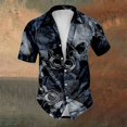thumbnail image 2 of Halloween Button Up Shirt Men Skull Print Turndown Collar Short Sleeve Regular Fit Shirts for Men, 2 of 5