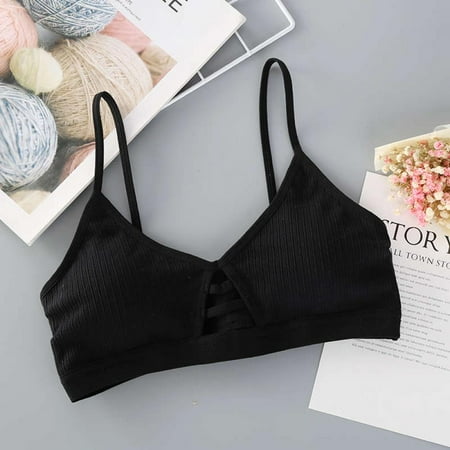 

Clearance!Women Cotton Bra Underwear Seamless Tube Top Brassiere Front Hollow Out Lingerie Wire Free Intimates Black