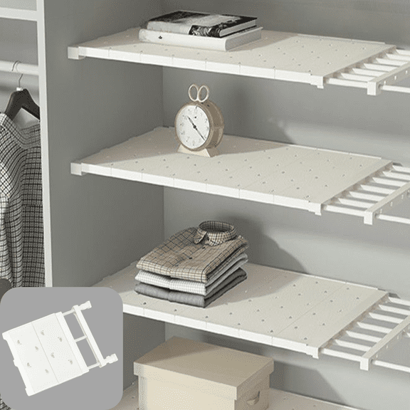 CuiLiyq Extendable Closet Tension Shelf, Adjustable Cabinet Organizer Rack, for Cabinet Wardrobe Cupboard Kitchen Bathroom, 11.4"-18.1"