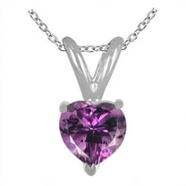 Aonejewelry 0.75Ct Heart Amethyst Pendant in 14k White Gold