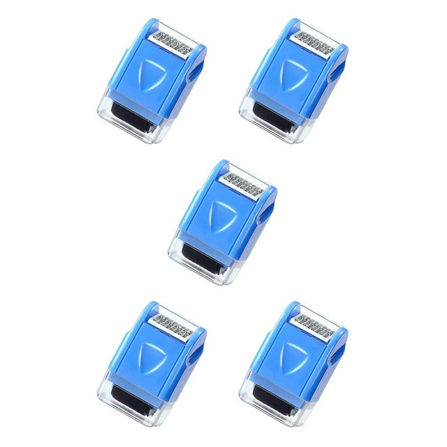 jesticaly Manual Confidential Roller Stamps ID for Protection Information Data Smear Craft Theft Guard Ink Seal Rollers Blue 5Set