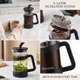 thumbnail image 3 of Small French Press 12oz Light-weight Durable High Bosilicate Carafe/Tea Maker Single Serve Coffee Press Frothed Brewer, 3 of 4